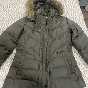 Olive Green Winter Jacket with Hood